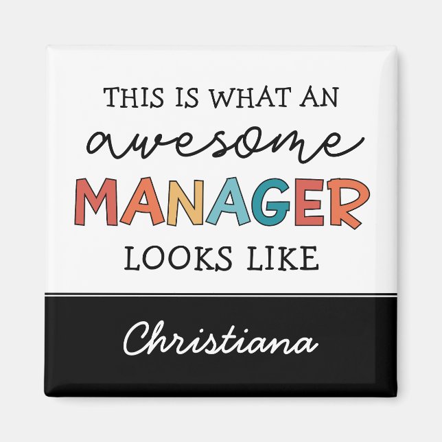Personalised Retro Awesome Manager Funny Magnet (Front)