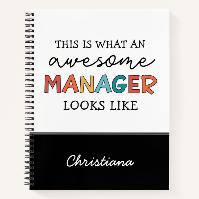 Personalised Retro Awesome Manager Funny Notebook (Front)