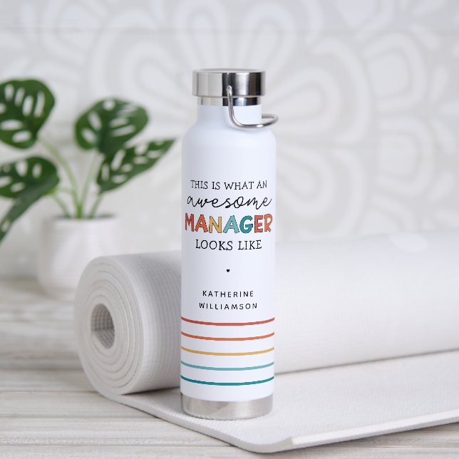 Personalised Retro Awesome Manager Funny Water Bottle (Yoga)