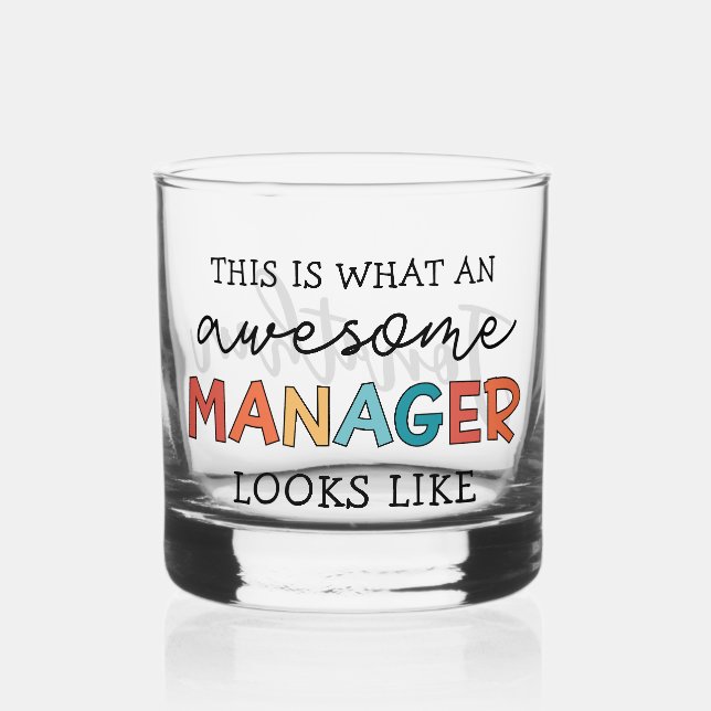 Personalised Retro Awesome Manager Funny Whiskey Glass (Front)
