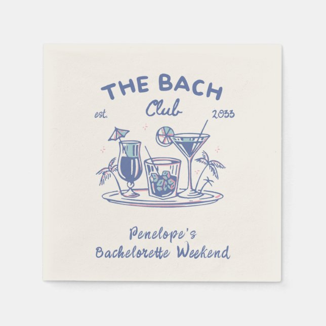 Personalised Retro Bachelorette Party Napkins Bulk (Front)