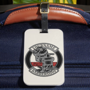 Personalised Retro BarberShop Barber Chair Salon  Luggage Tag