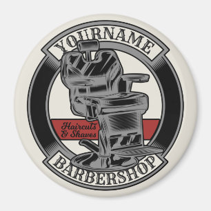 Personalised Retro BarberShop Barber Chair Salon  Magnet