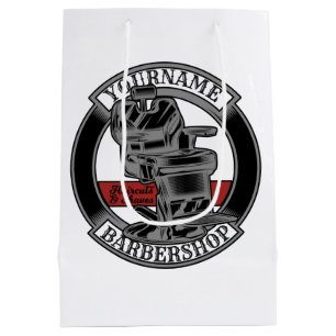 Personalised Retro BarberShop Barber Chair Salon Medium Gift Bag