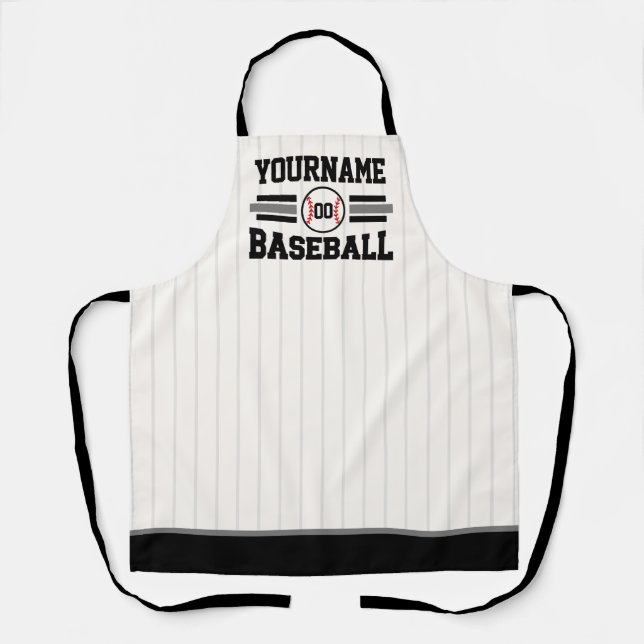 Personalised Retro Baseball Player NAME Team Apron (Front)