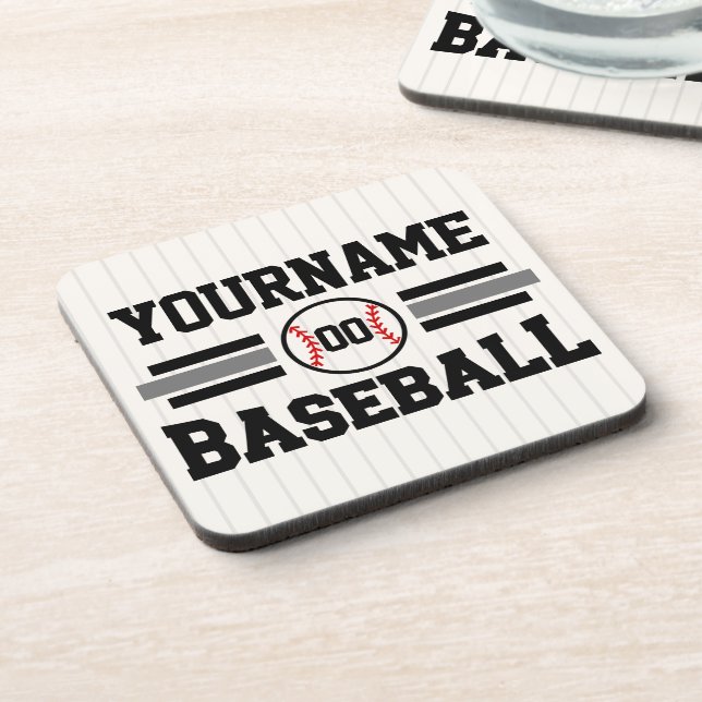 Personalised Retro Baseball Player NAME Team Coaster (Left Side)