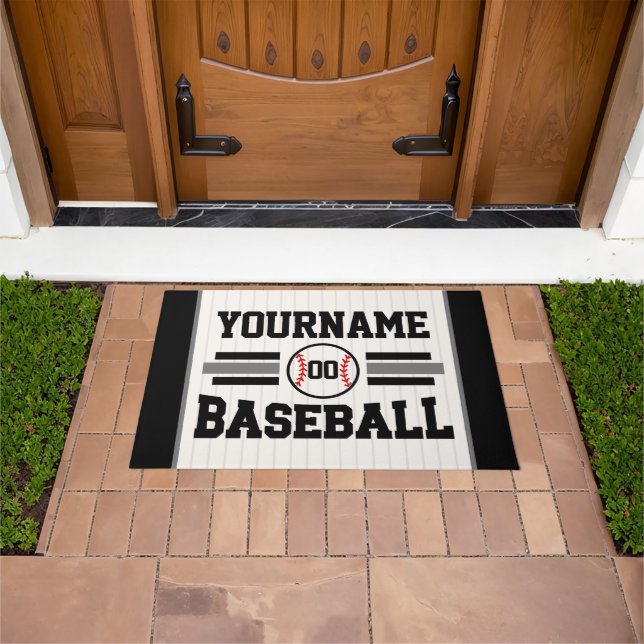 Personalised Retro Baseball Player NAME Team Doormat (Outdoor)