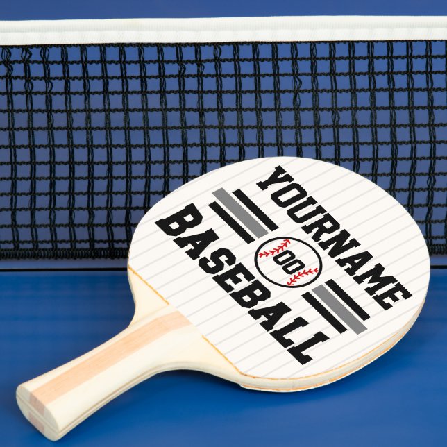 Personalised Retro Baseball Player NAME Team Ping Pong Paddle (Insitu)