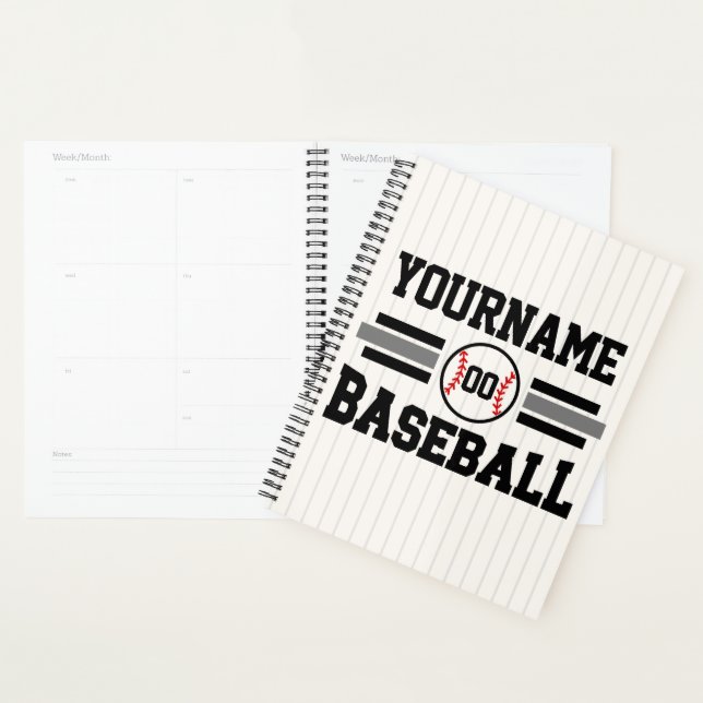 Personalised Retro Baseball Player NAME Team Planner (Display)