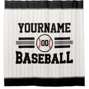 Personalised Retro Baseball Player NAME Team Shower Curtain