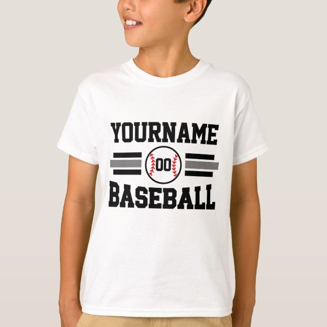 Personalised Retro Baseball Player NAME Team T-Shirt (Front)