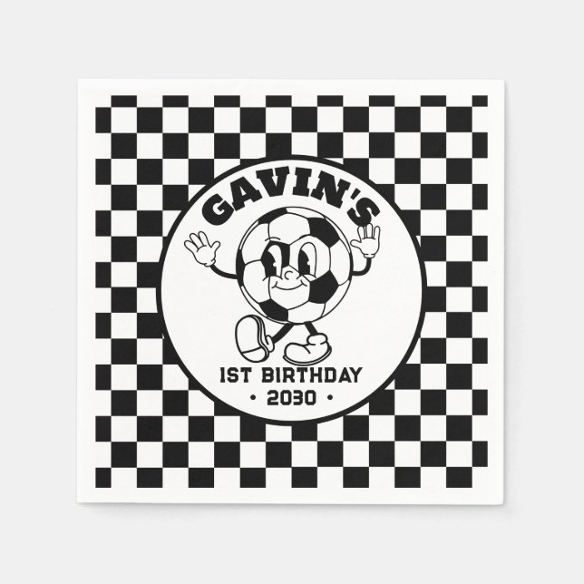 Personalised Retro Basketball Birthday Party Cute Napkin (Front)
