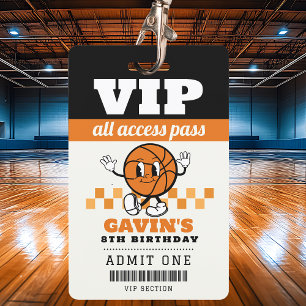 Personalised Retro Basketball Birthday Party Favou ID Badge