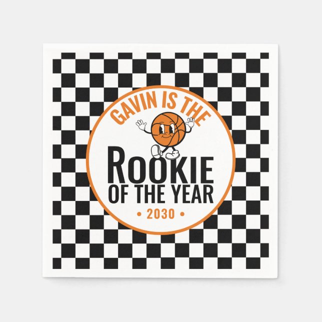 Personalised Retro Basketball Birthday Party Paper Napkin (Front)