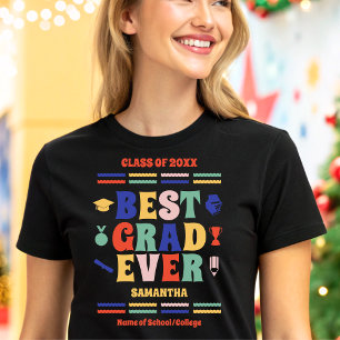Personalised Retro Best Grad Ever Graduation Tri-Blend Shirt