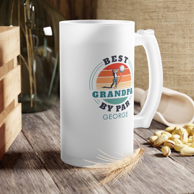 Personalised Retro Best Grandpa By Par Fathers Day Frosted Glass Beer Mug (Creator Uploaded)