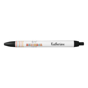 Personalised Retro Best Neighbour Ever Cute Black Ink Pen