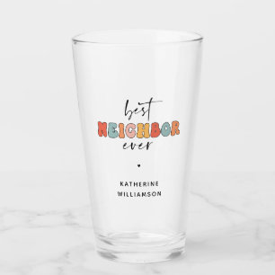 Personalised Retro Best Neighbour Ever Cute Glass