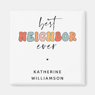 Personalised Retro Best Neighbour Ever Cute Magnet