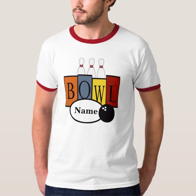 Personalised Retro Bowling Tee Shirt Gift (Front)