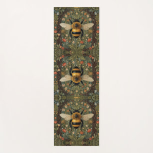 Personalised retro bumblebee boho botanical yoga mat