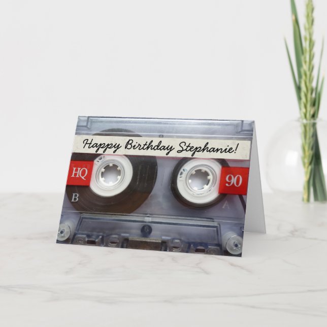 Personalised Retro Cassette Tape Birthday Card (Front)