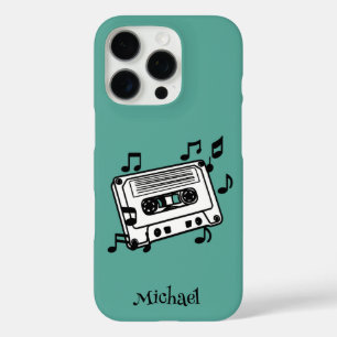 Personalised Retro Cassette Tape with Music Notes iPhone 16 Pro Case