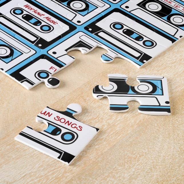 Personalised Retro Cassette Tapes Jigsaw Puzzle (Side)