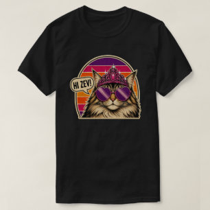 Personalised Retro Cat Queen Sticker with Crown T-Shirt