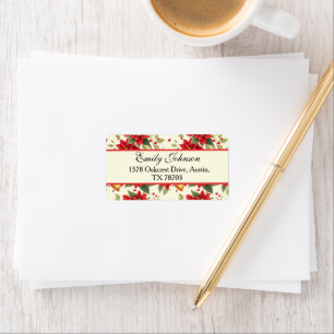 Personalised Retro Christmas Floral Stationery Label