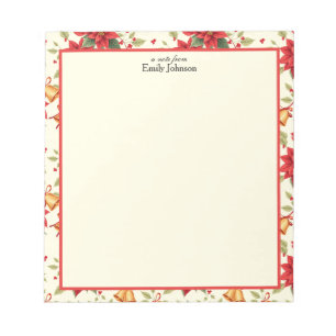 Personalised Retro Christmas Floral Stationery Notepad