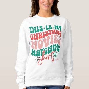 Personalised Retro Christmas Movies Watching Sweatshirt