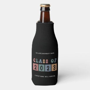 Personalised Retro Class of 2023 Graduation Cute Bottle Cooler