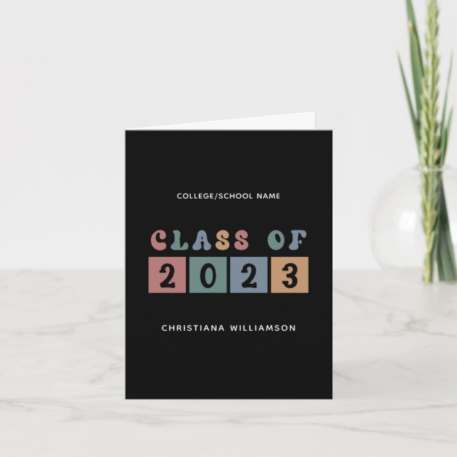 Personalised Retro Class of 2023 Graduation Cute Card (Front)