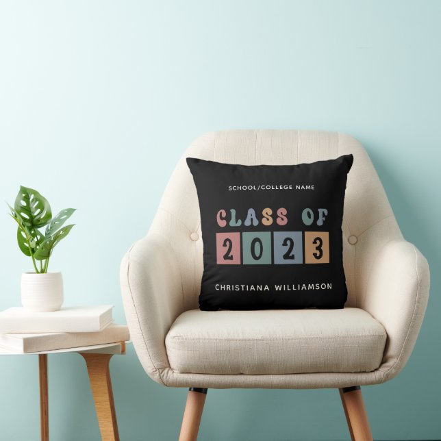 Personalised Retro Class of 2023 Graduation Cute Cushion (Chair)