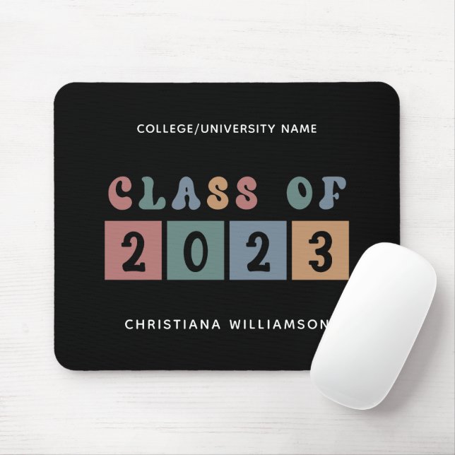 Personalised Retro Class of 2023 Graduation Cute Mouse Pad (With Mouse)