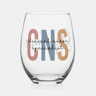Personalised Retro CNS Clinical Nurse Specialist Stemless Wine Glass