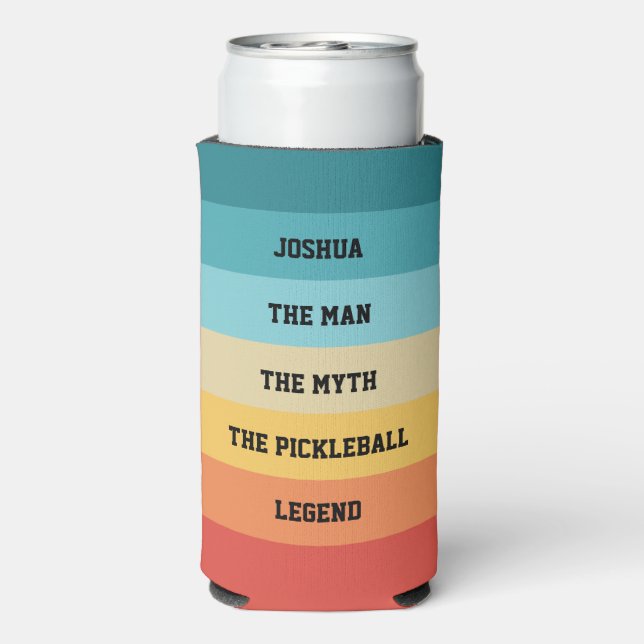 Personalised Retro Colour Block Pickleball Legend Seltzer Can Cooler (Seltzer Back)
