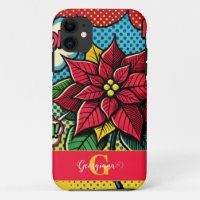 Personalised Retro Comic Book Pop Art Poinsettia
