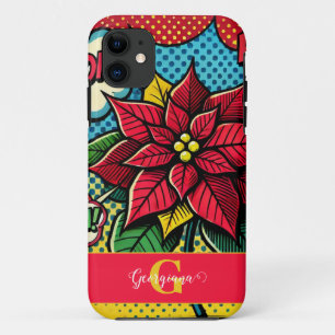Personalised Retro Comic Book Pop Art Poinsettia Case-Mate iPhone Case