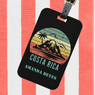 Personalised Retro Costa Rica Beach  Luggage Tag