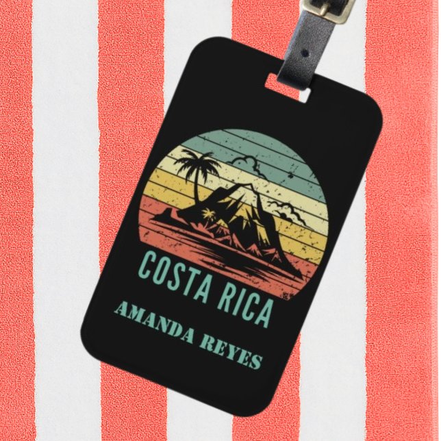 Personalised Retro Costa Rica Beach  Luggage Tag (Creator Uploaded)