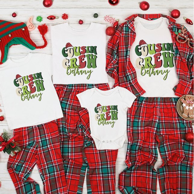 Personalised Retro Cousin Crew Christmas Matching T-Shirt (Creator Uploaded)
