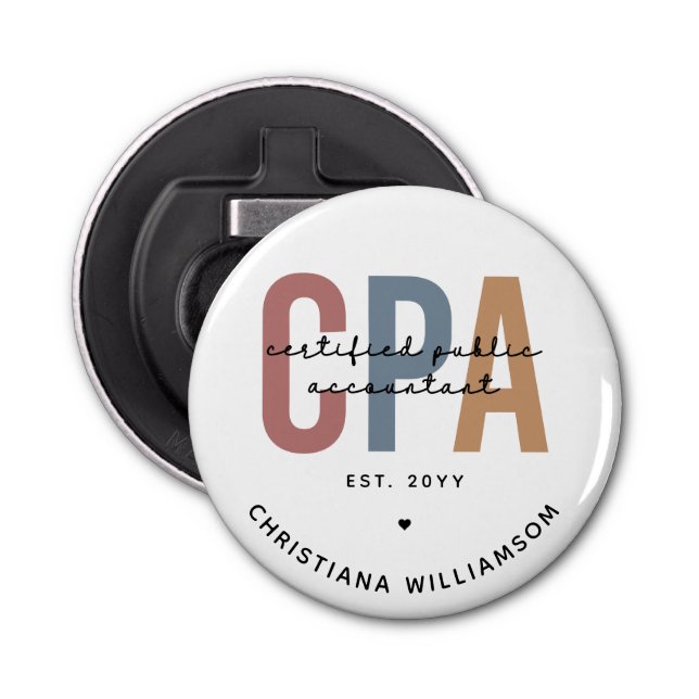 Personalised Retro CPA Certified Public Accountant Bottle Opener (Front)