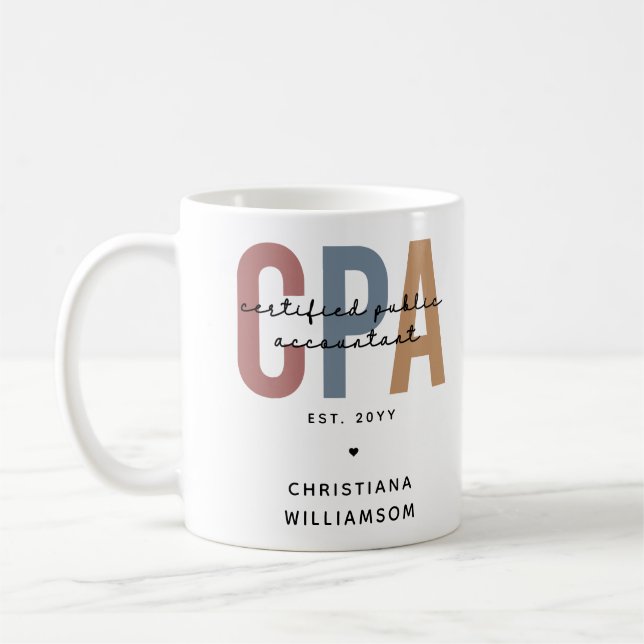 Personalised Retro CPA Certified Public Accountant Coffee Mug (Left)