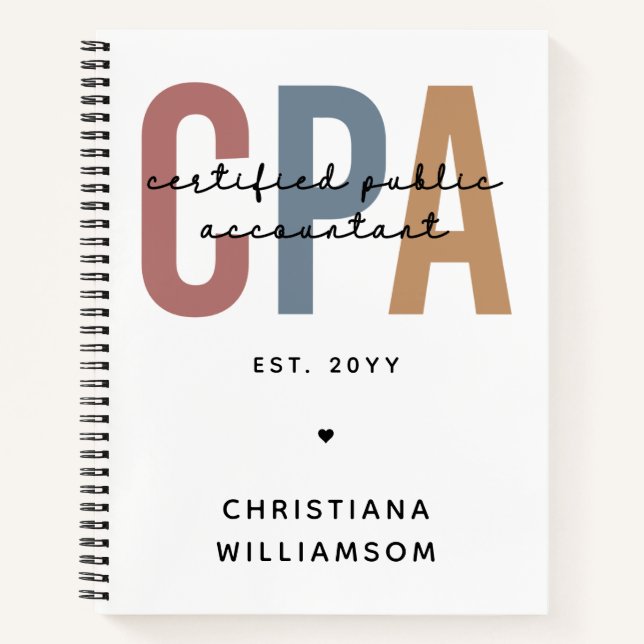 Personalised Retro CPA Certified Public Accountant Notebook (Front)