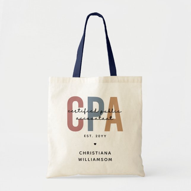 Personalised Retro CPA Certified Public Accountant Tote Bag (Front)