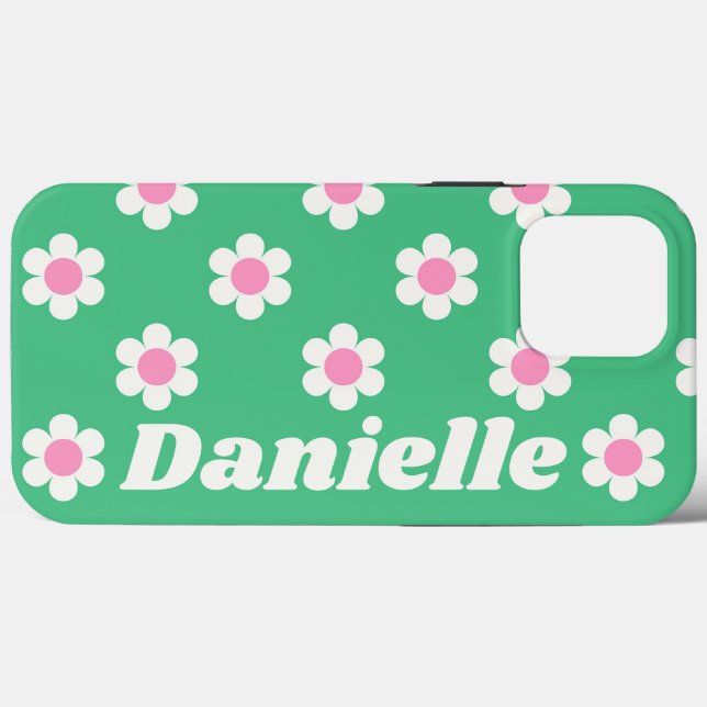 Personalised Retro Daisies Pink and Green Custom Case-Mate iPhone Case (Back (Horizontal))