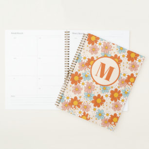 Personalised Retro Daisy Floral Monogram Planner