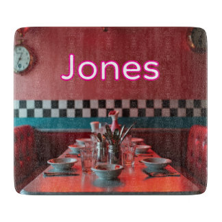 Personalised Retro Diner Glass Cutting Board